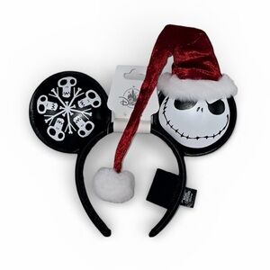 Disney Parks Nightmare Before Christmas Jack with Santa Hat Ears Headband